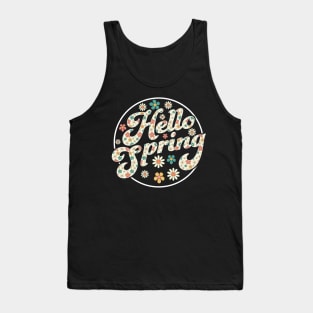 Hello Spring Trendy Easter Daisy Flower Cute Floral Pattern Tank Top